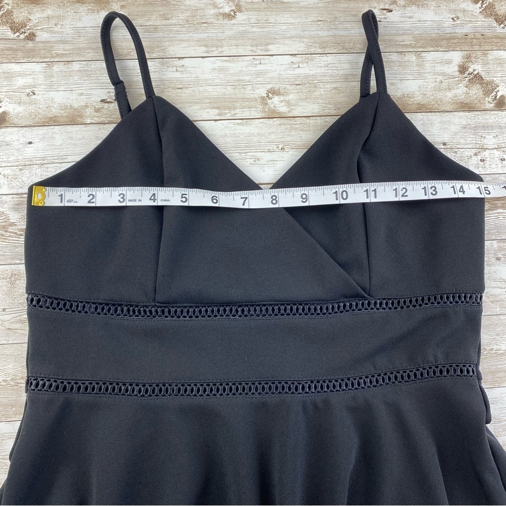 Francesca's Collection Jun & Ivy Black Skater Dress w/ Lattice Cut Outs - size L - Picture 7 of 13